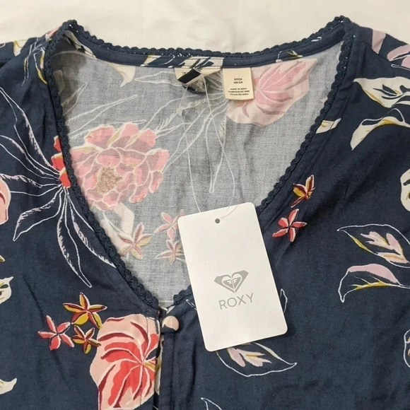 Roxy glowing energy long sleeve floral dress,color Blue, size S - Picture 15 of 15